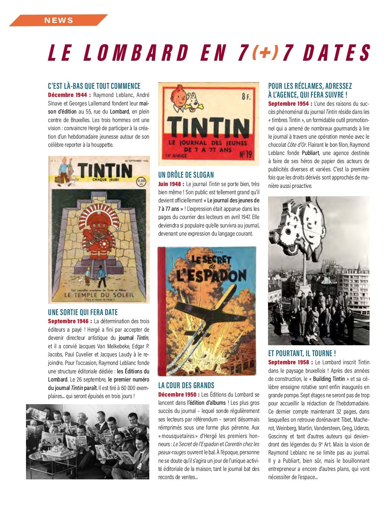 77 ans des Éditions du Lombard : le journal Tintin est de retour ! —  Éditions Le Lombard